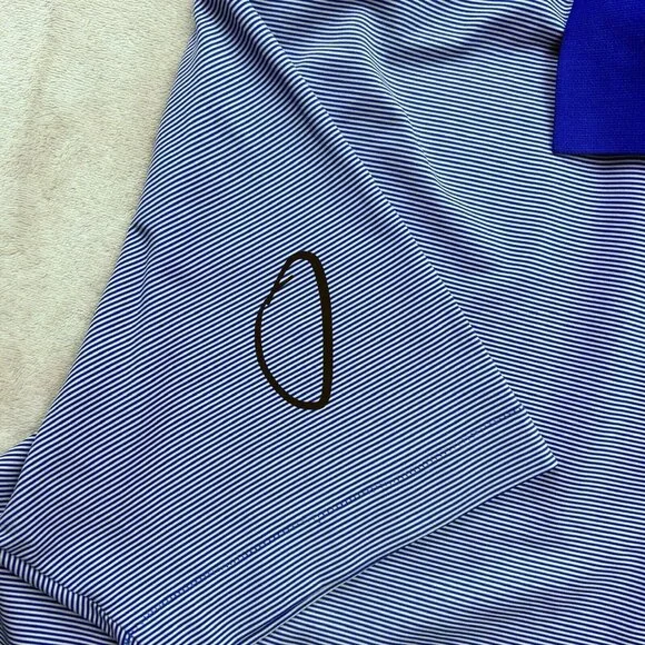 Peter Millar Summer Comfort Mens Medium Striped Polo Blue White Breathable - Picture 4 of 11